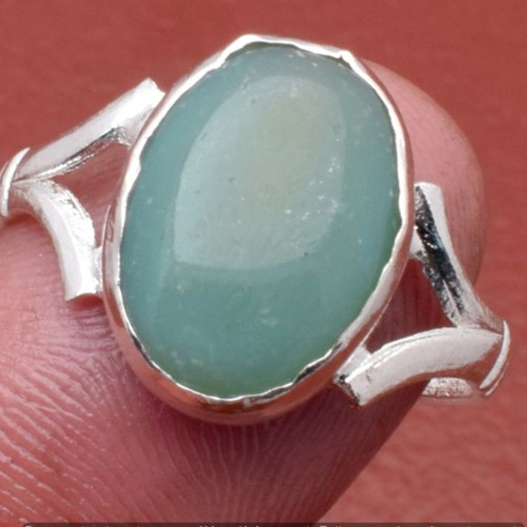 Aqua Chalcedony Gemstone Handmade Ring Size 7 - Picture 1 of 1